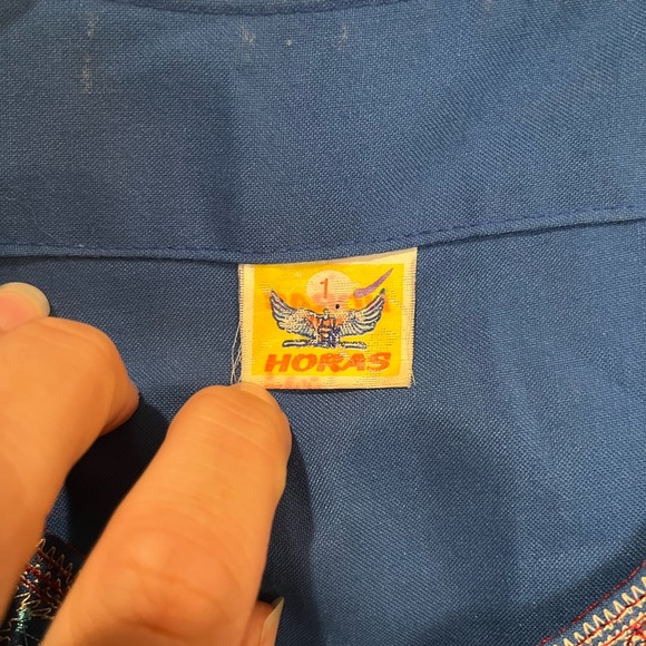 Vintage ethnic blue and gold embroidered tunic style dress. GUC! - Picture 2 of 11